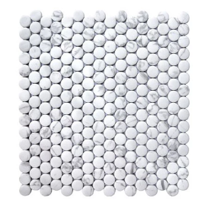 Arabescato Penny Round - glass tile